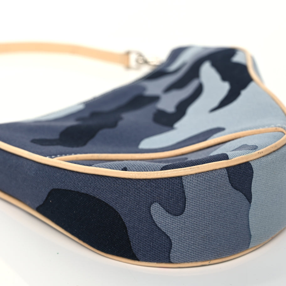 Christian Dior Canvas Camouflage Mini Saddle Pochette Blue Image 7