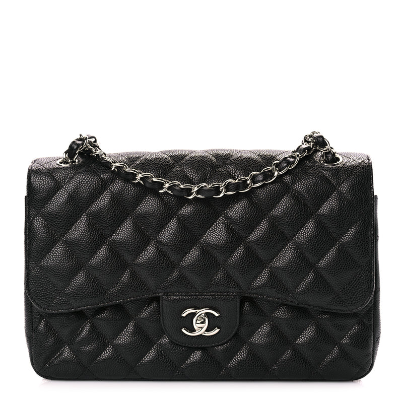  Chanel Caviar Quilted Jumbo Double Flap Black