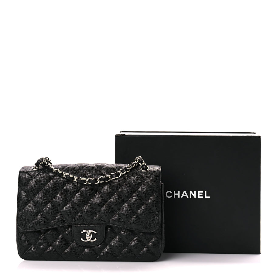 Chanel Caviar Quilted Jumbo Double Flap Black Image 10