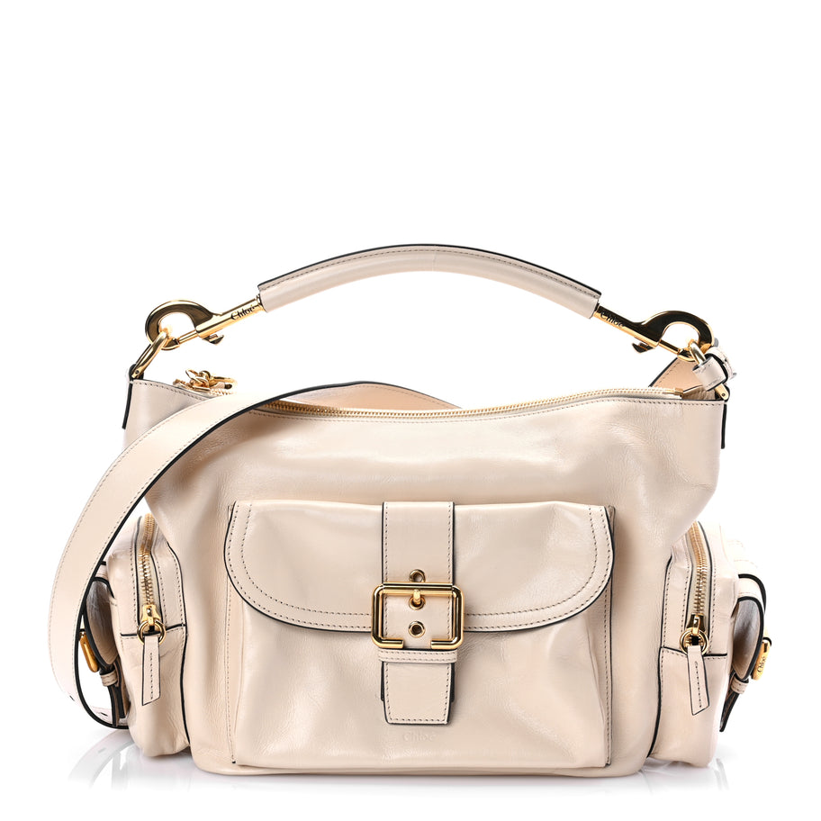 Chloe  Shiny Calfskin Medium Double Carry Camera Bag Sweet Beige Image 1