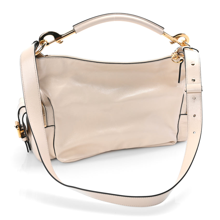 Chloe  Shiny Calfskin Medium Double Carry Camera Bag Sweet Beige Image 2