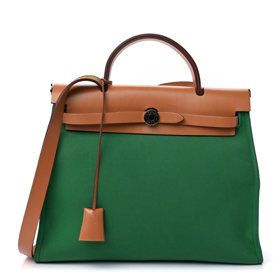 Hermes Vache Hunter Toile Herbag Zip 31 PM  Bambou Natural Image 2
