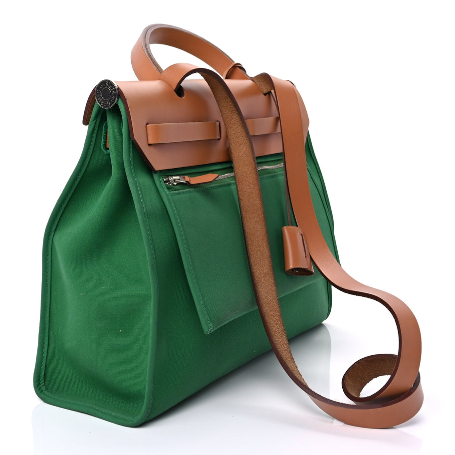 Hermes Vache Hunter Toile Herbag Zip 31 PM  Bambou Natural Image 3