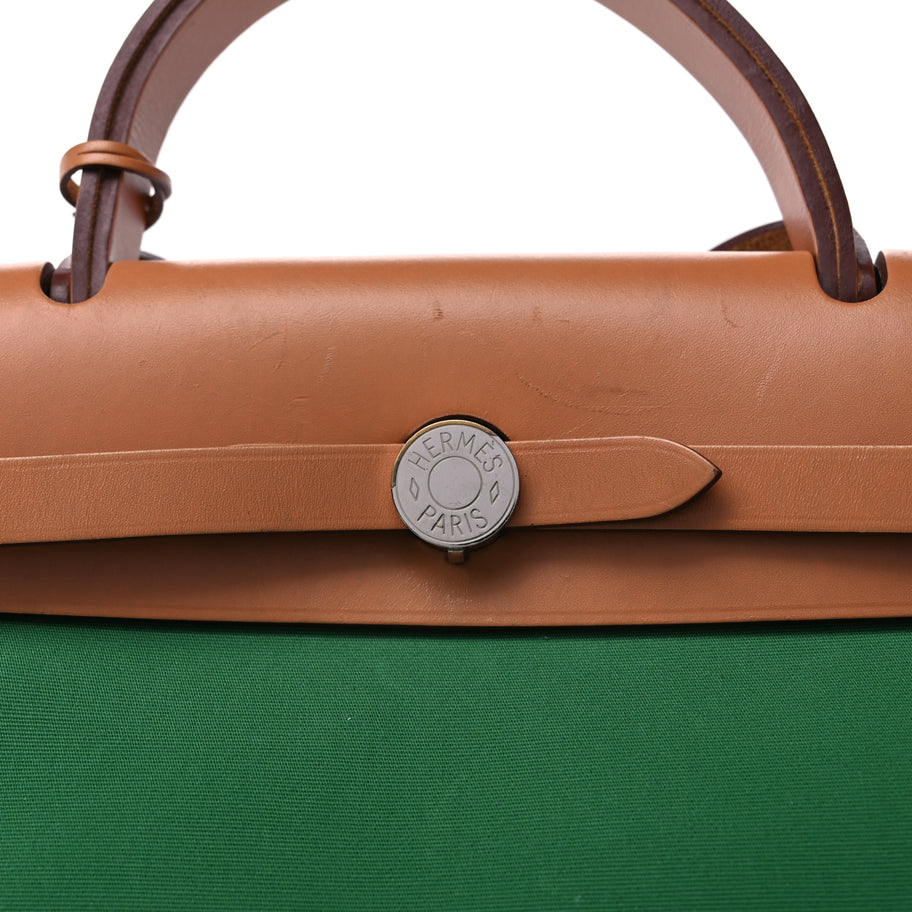 Hermes Vache Hunter Toile Herbag Zip 31 PM  Bambou Natural Image 9