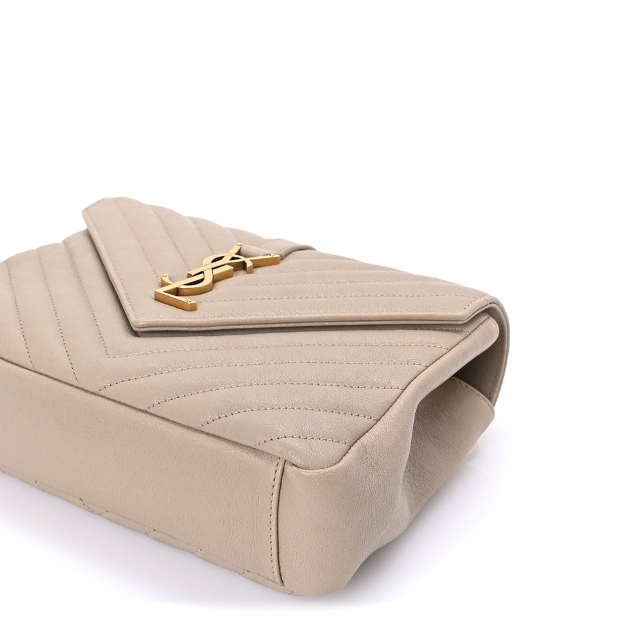 Saint Laurent Sheepskin Matelasse Chevron Monogram Medium College Bag  Dark Beige Image 8