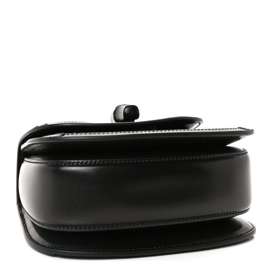Gucci Moire Fabric Calfskin Rhinestone Monogram Monochrome Mini Bamboo 1947 Top Handle Chain Bag Black Image 3