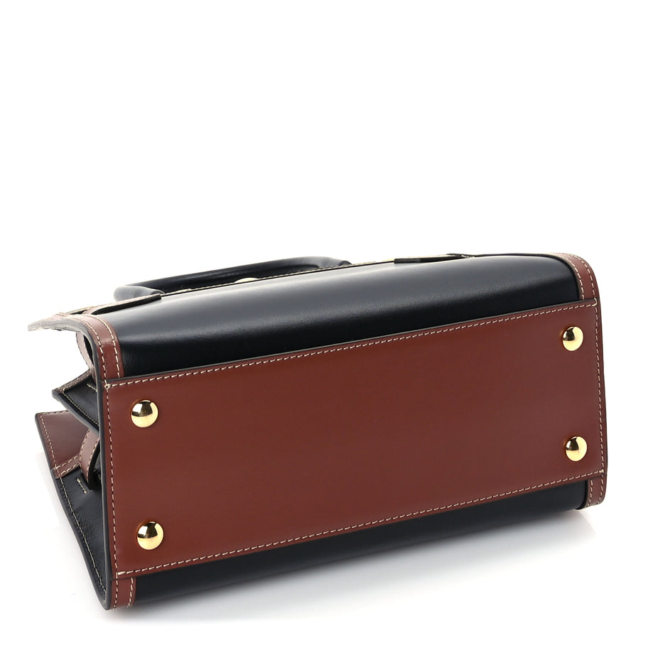 Burberry Calfskin Vintage Check Mini Two Handle Title Bag  Black Image 3