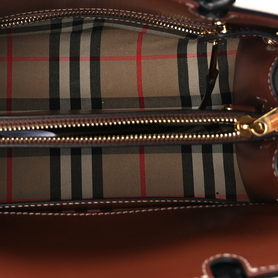 Burberry Calfskin Vintage Check Mini Two Handle Title Bag  Black Image 4