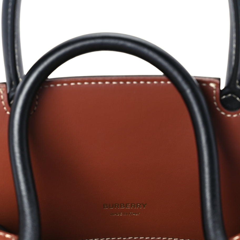 Burberry Calfskin Vintage Check Mini Two Handle Title Bag  Black Image 5