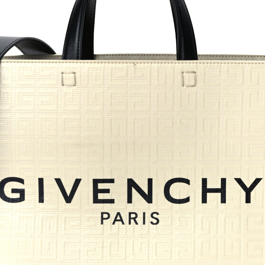 Givenchy Canvas Logo 4G Embossed Medium Tote Beige Black Image 6