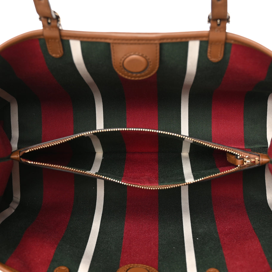 Gucci GG Supreme Monogram Emblem Small Tote Bag Beige Dark Brown Image 4