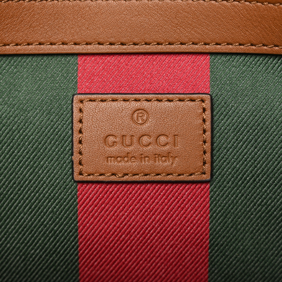 Gucci GG Supreme Monogram Emblem Small Tote Bag Beige Dark Brown Image 5