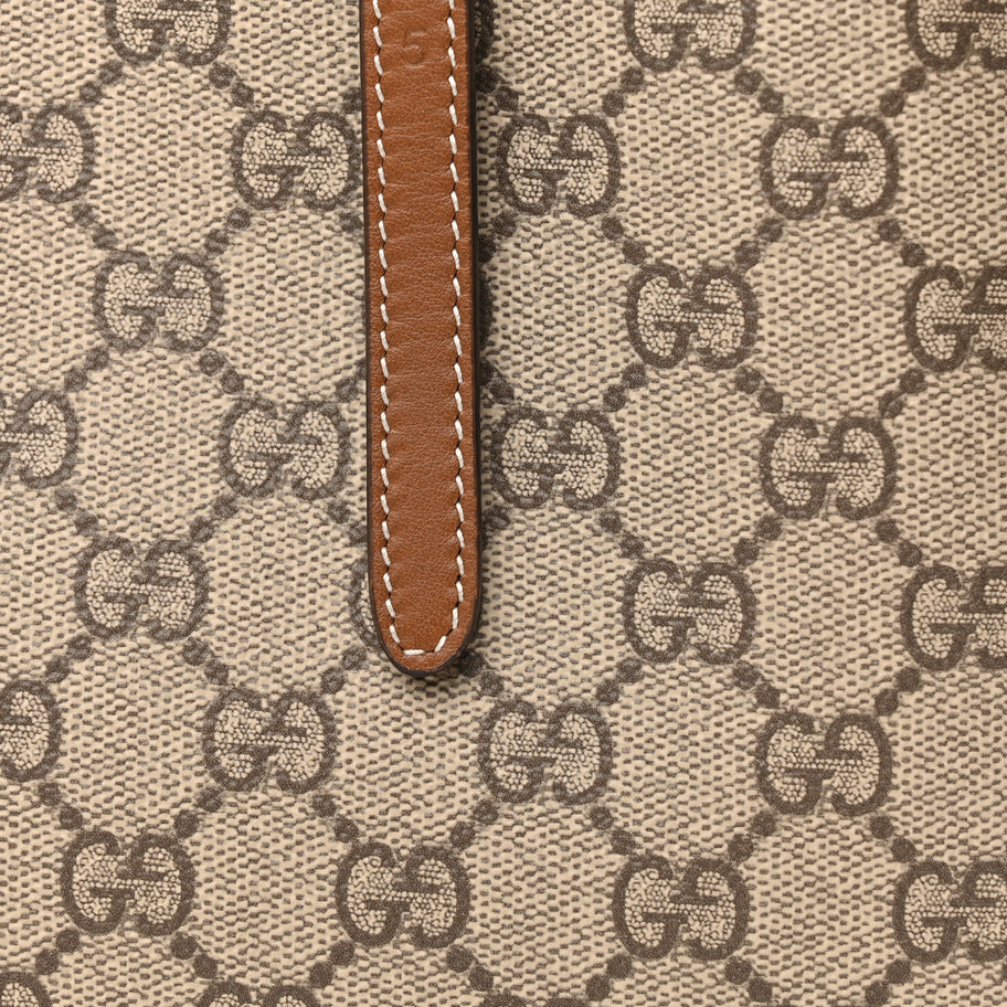 Gucci GG Supreme Monogram Emblem Small Tote Bag Beige Dark Brown Image 6