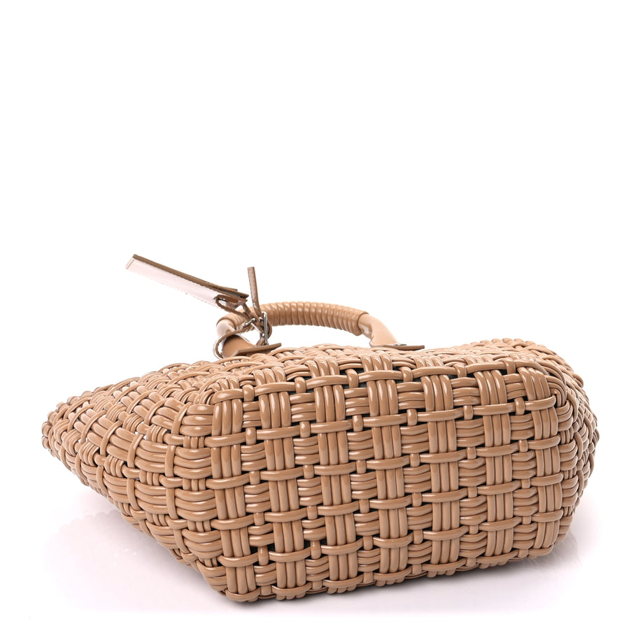 Balenciaga Varnished Faux Calfskin Braided XS Bistro Basket Beige Image 3