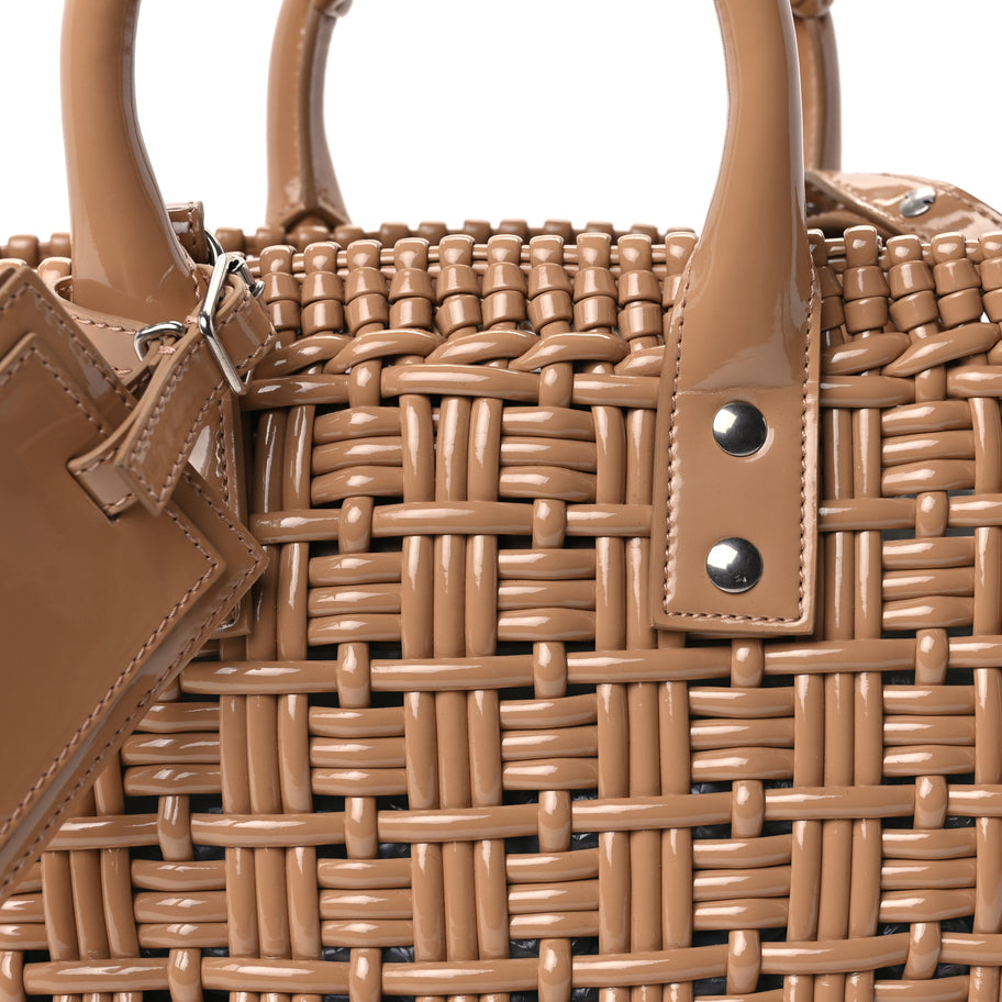 Balenciaga Varnished Faux Calfskin Braided XS Bistro Basket Beige Image 6