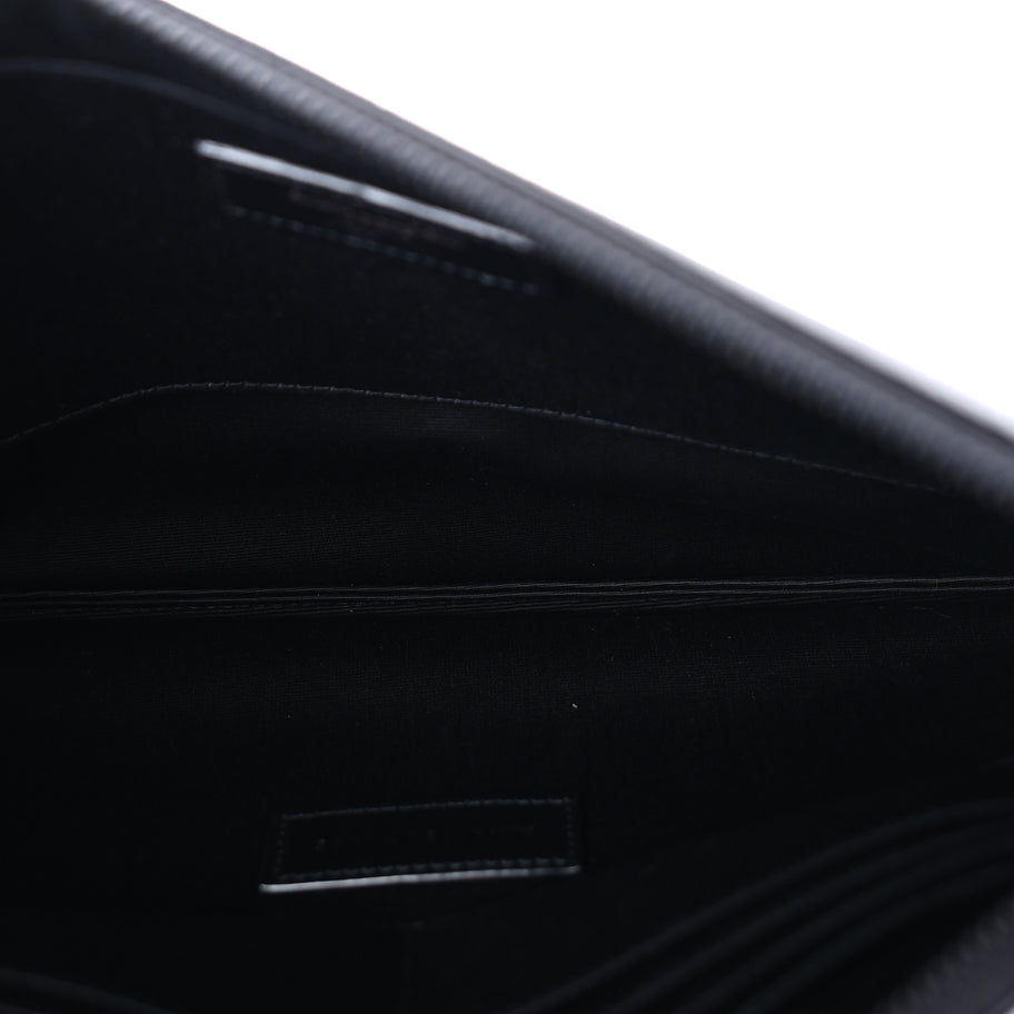 Saint Laurent Calfskin Crocodile Embossed Tablet Pouch  Black Image 6