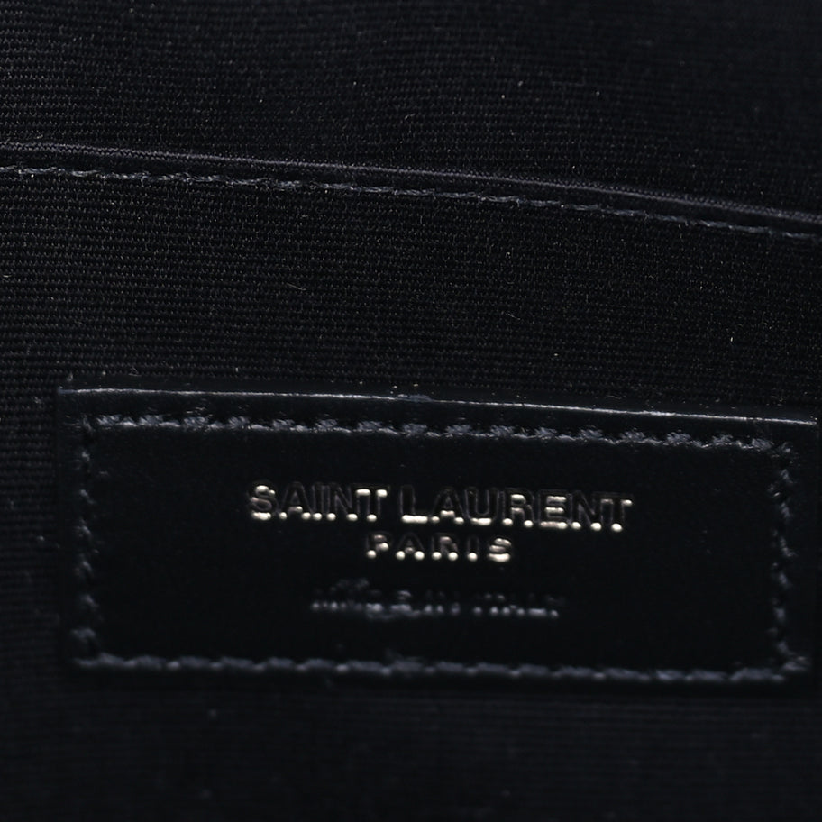 Saint Laurent Calfskin Crocodile Embossed Tablet Pouch  Black Image 7