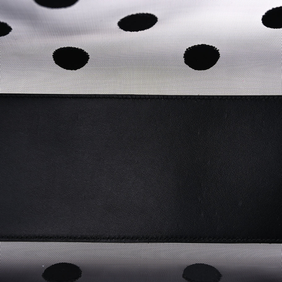 Prada Mesh Sequin Spazzolato Polka Dot Triangle Logo Tote Black Image 5