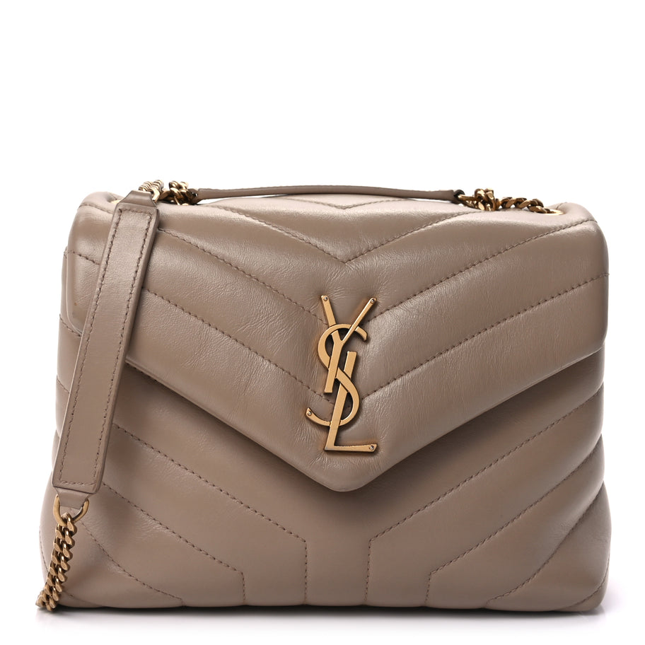Saint Laurent Calfskin Y Quilted Monogram Small Loulou Chain Satchel Dark Beige Image 1