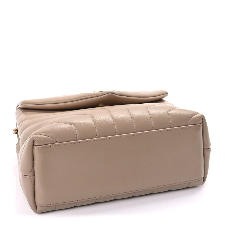 Saint Laurent Calfskin Y Quilted Monogram Small Loulou Chain Satchel Dark Beige Image 3