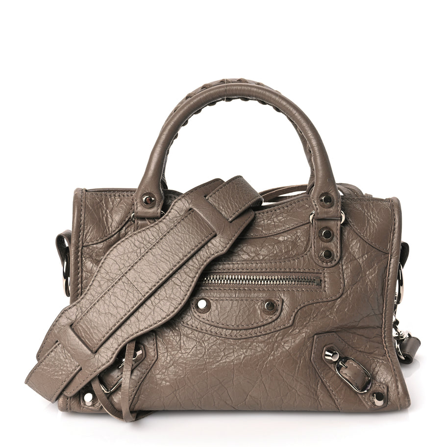 Balenciaga Agneau Classic Silver Hardware Mini City Dark Mink Grey Image 1