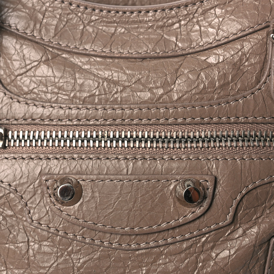 Balenciaga Agneau Classic Silver Hardware Mini City Dark Mink Grey Image 6