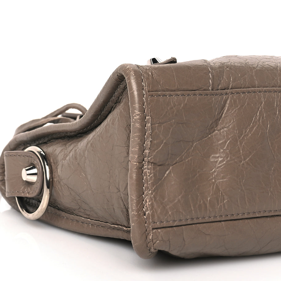 Balenciaga Agneau Classic Silver Hardware Mini City Dark Mink Grey Image 7