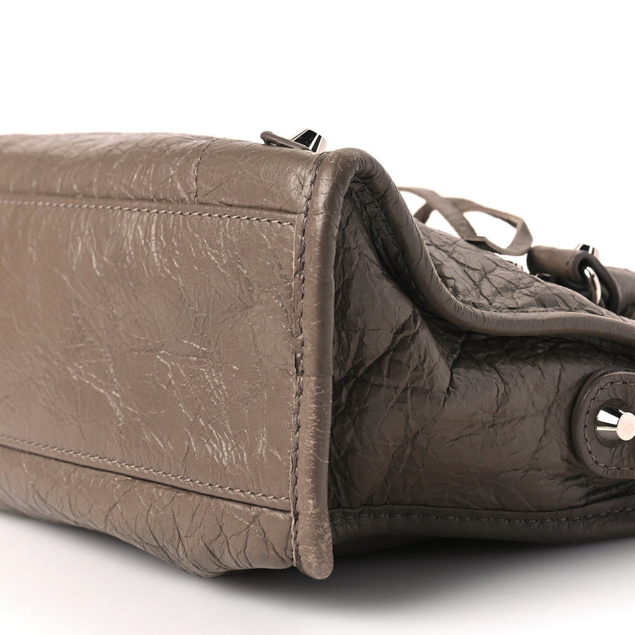 Balenciaga Agneau Classic Silver Hardware Mini City Dark Mink Grey Image 8