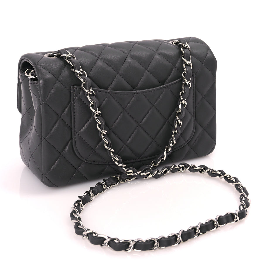 Chanel Lambskin Quilted Mini Rectangular Flap Dark Grey Image 2