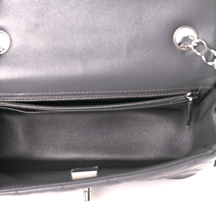 Chanel Lambskin Quilted Mini Rectangular Flap Dark Grey Image 4