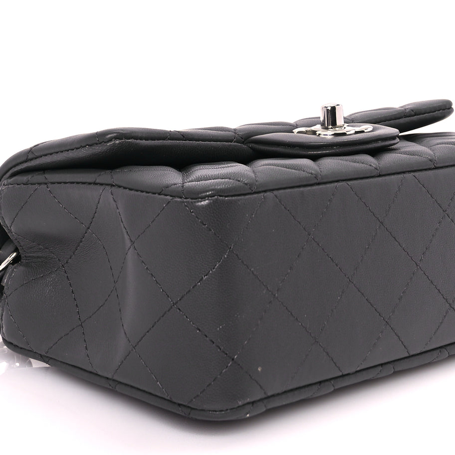 Chanel Lambskin Quilted Mini Rectangular Flap Dark Grey Image 8