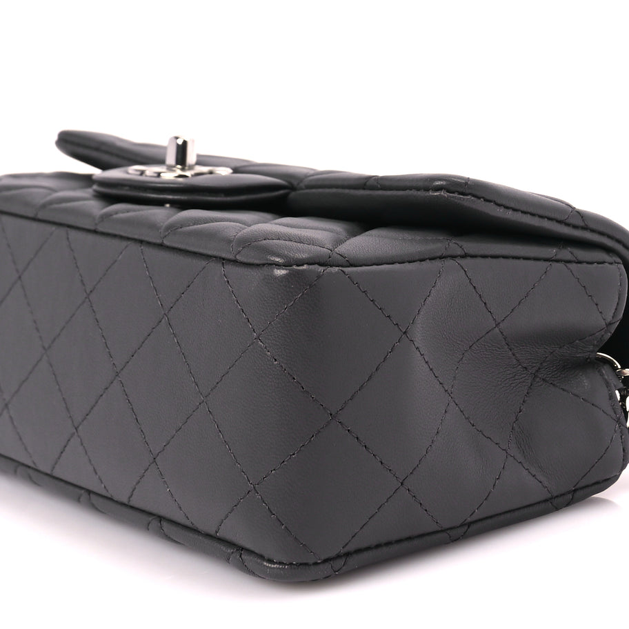Chanel Lambskin Quilted Mini Rectangular Flap Dark Grey Image 9