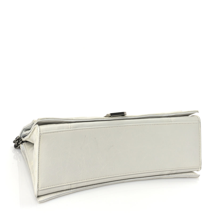 Balenciaga Crushed Calfskin Quilted Medium Crush Chain Bag Optic White Image 3