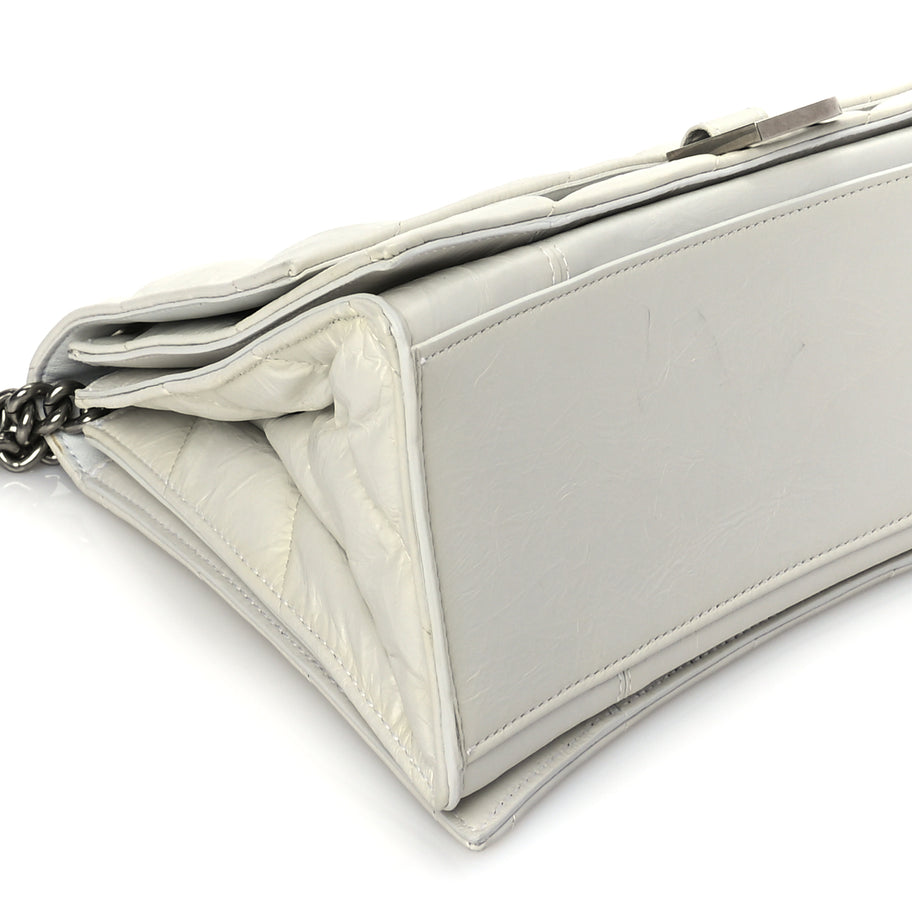 Balenciaga Crushed Calfskin Quilted Medium Crush Chain Bag Optic White Image 7