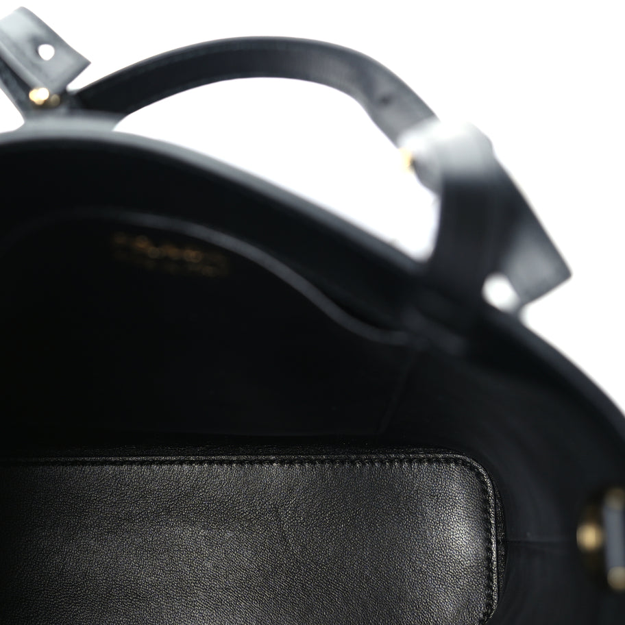 Prada Calfskin Metal Triangle Logo Tote  Black Image 4
