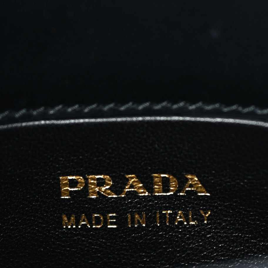 Prada Calfskin Metal Triangle Logo Tote  Black Image 5