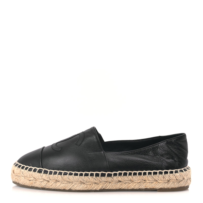  Chanel Calfskin CC Espadrilles Black