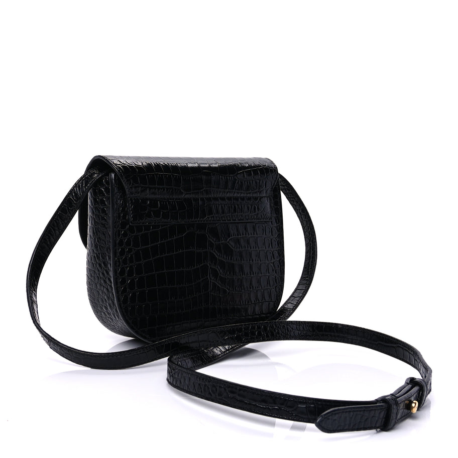 Saint Laurent Crocodile Embossed Calfskin Small Kaia Satchel Black Image 2