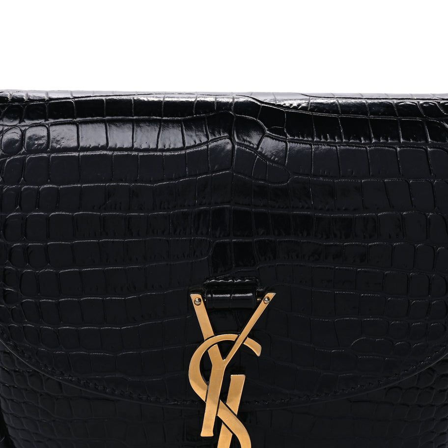 Saint Laurent Crocodile Embossed Calfskin Small Kaia Satchel Black Image 6