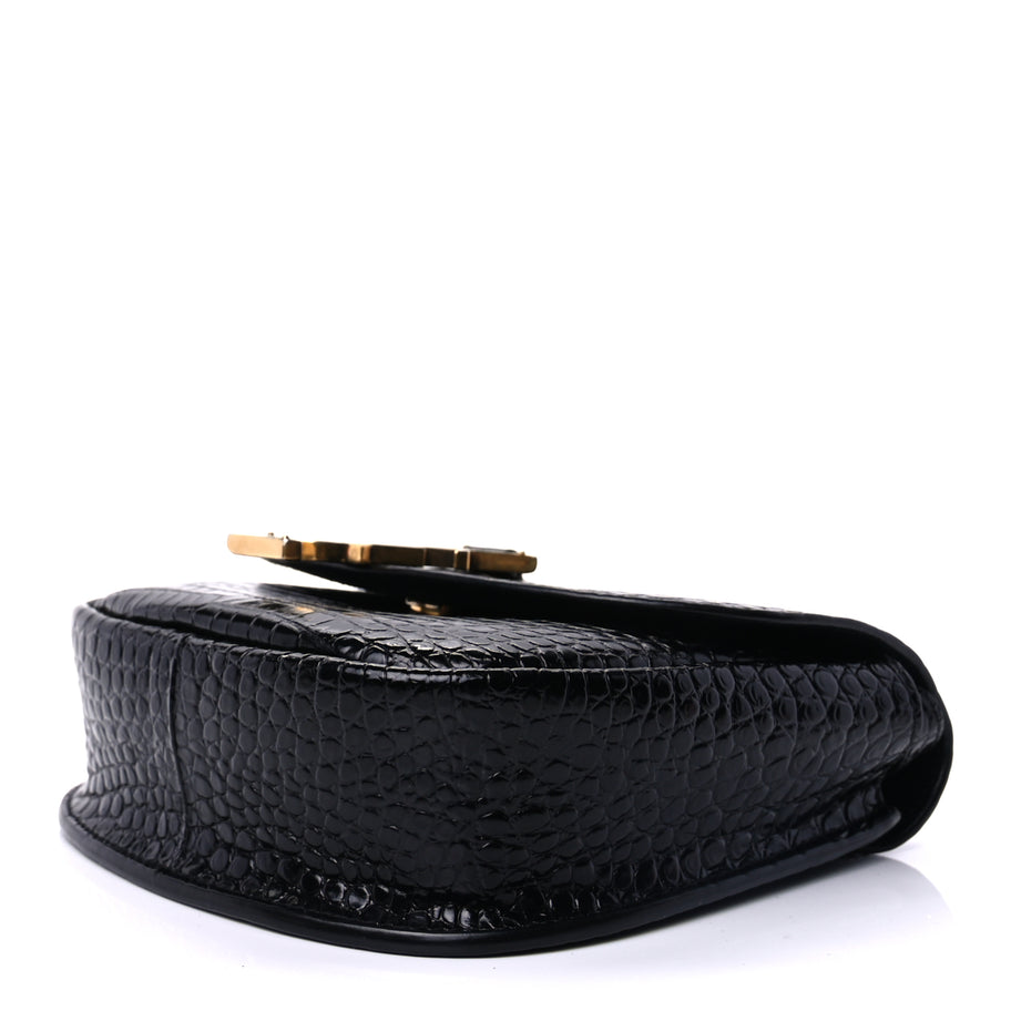 Saint Laurent Crocodile Embossed Calfskin Small Kaia Satchel Black Image 7