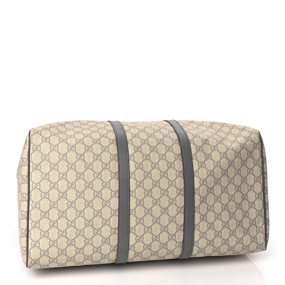 Gucci GG Supreme Monogram Selleria Calfskin Medium Carry On Duffle Bag Beige Grey Image 3