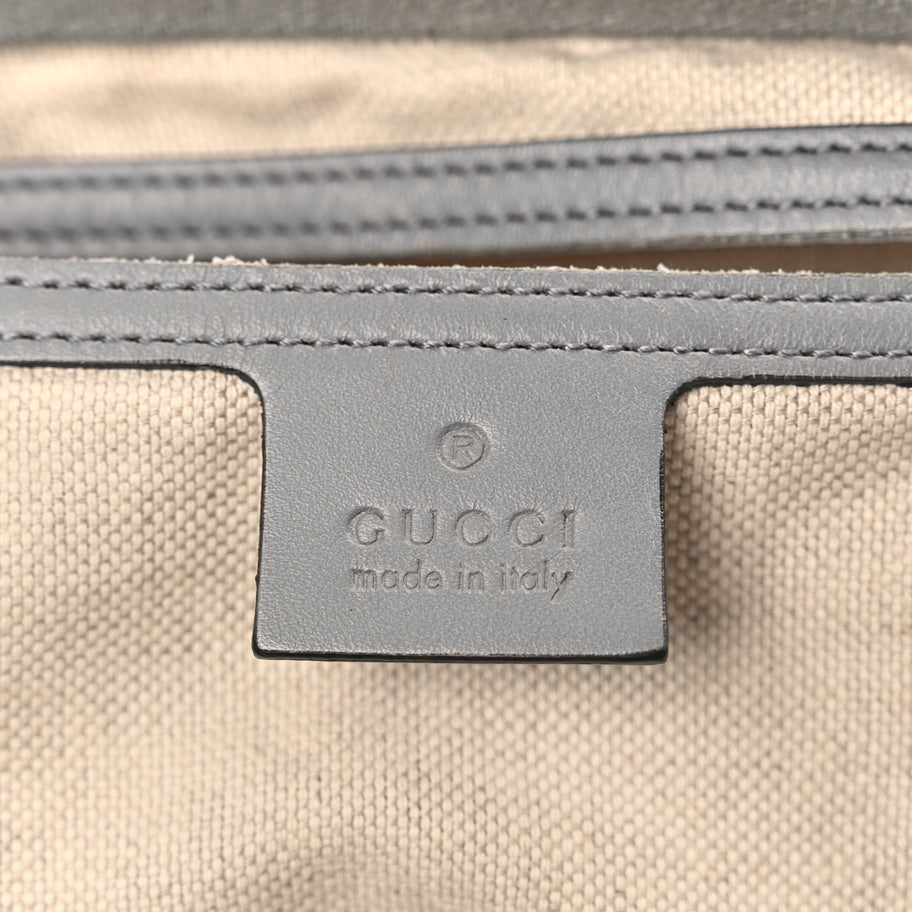 Gucci GG Supreme Monogram Selleria Calfskin Medium Carry On Duffle Bag Beige Grey Image 5