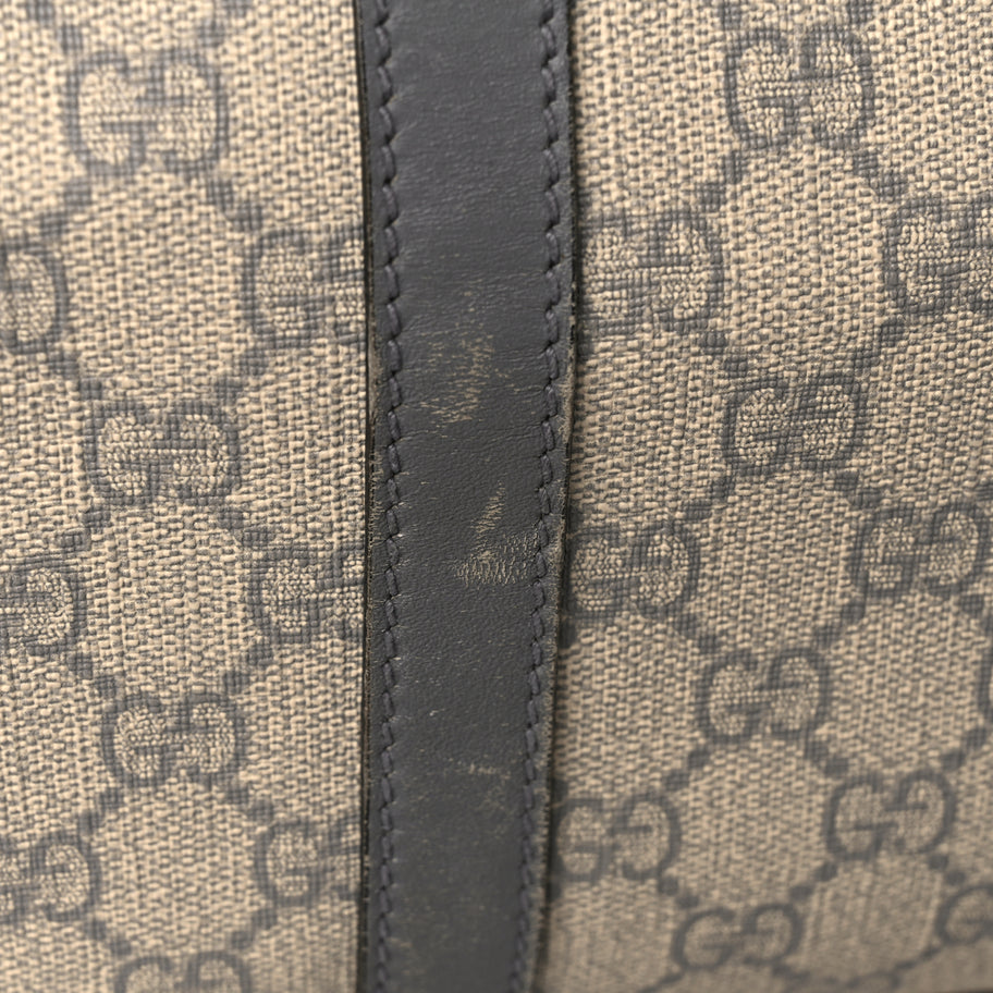 Gucci GG Supreme Monogram Selleria Calfskin Medium Carry On Duffle Bag Beige Grey Image 11