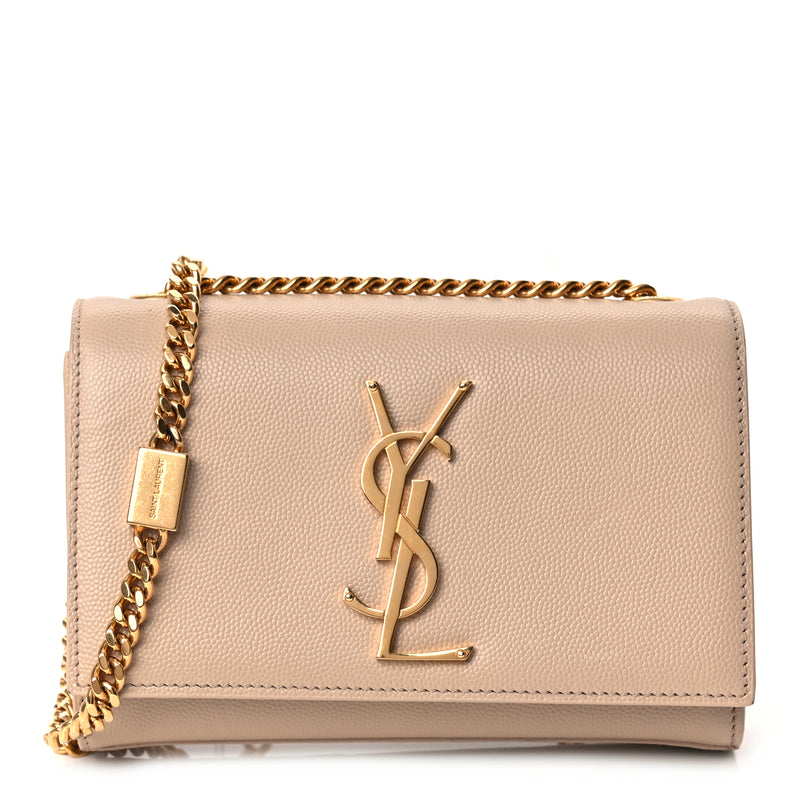  Saint Laurent Grain De Poudre Small Monogram Kate Satchel  Nude Powder