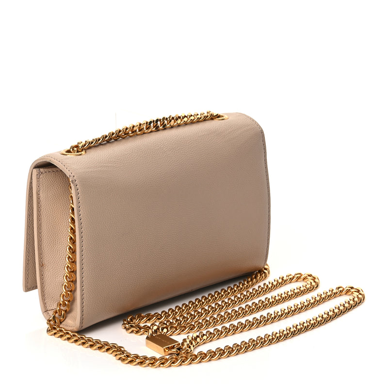  Saint Laurent Grain De Poudre Small Monogram Kate Satchel  Nude Powder