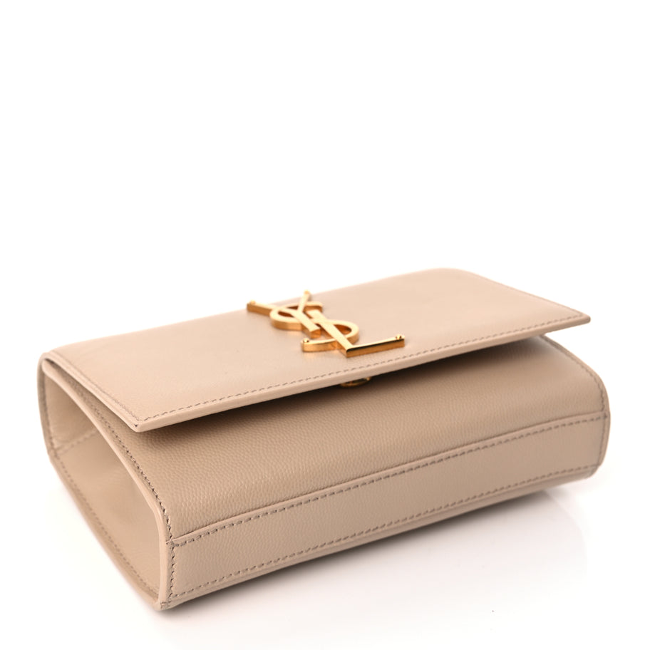 Saint Laurent Grain De Poudre Small Monogram Kate Satchel  Nude Powder Image 3