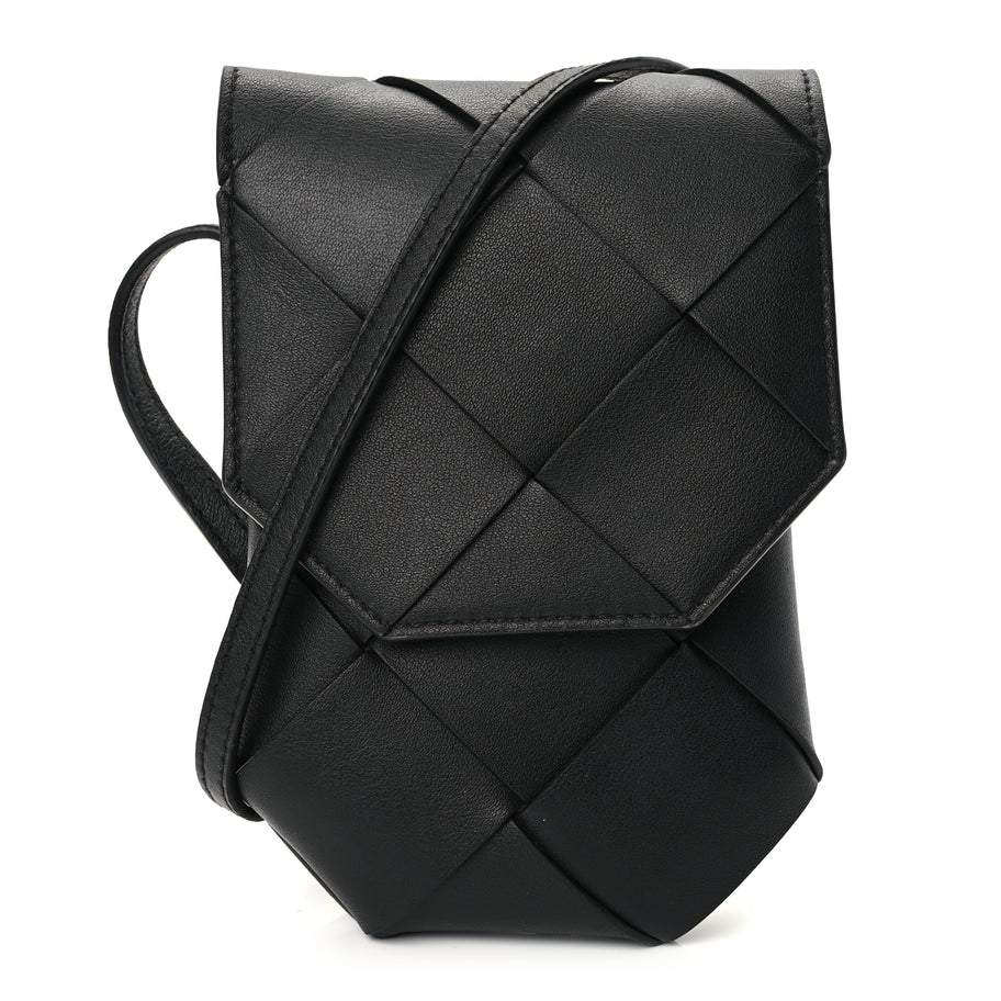 Bottega Veneta Calfskin Intreccio Diago Phone Pouch Black Pinecone Black Pinecone Image 1