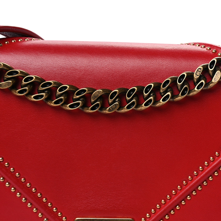 Christian Dior Calfskin Studded Medium Diorama Flap Bag Red Red Image 6