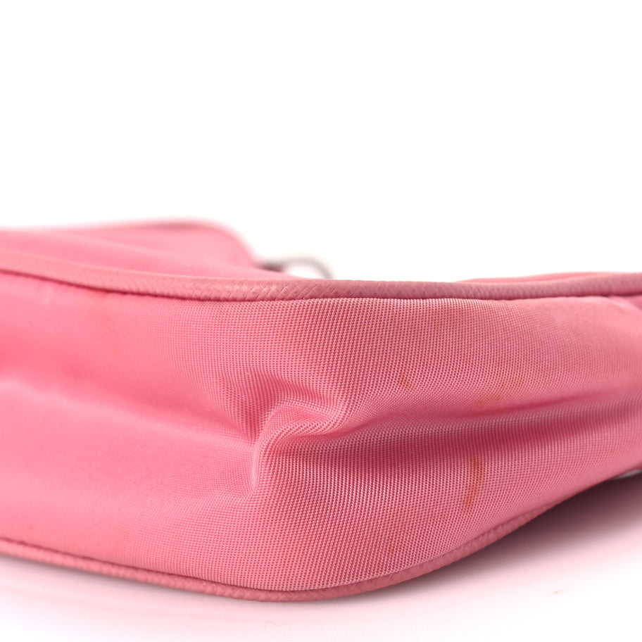 Prada Tessuto Nylon Saffiano Mini Re-Edition 2000 Shoulder Bag Begonia Image 8