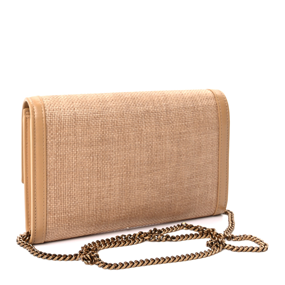 Saint Laurent Micro Raffia Monogram Uptown Chain Wallet Natural Hay Blush Image 2
